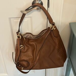 Michael Kors Brown Pebbled Leather Shoulder Bag